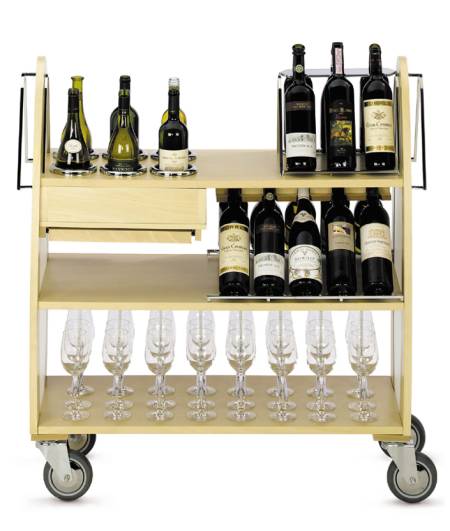 Stainless Steel & Wood Wine Trolley