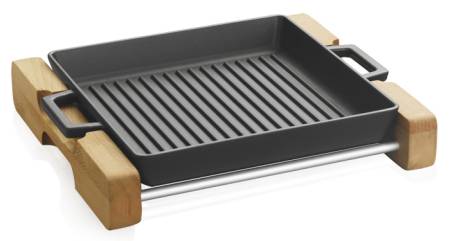 Wooden Stand holder only with handel recess . Natural colour wood holder for Eco 26cm grill pan
